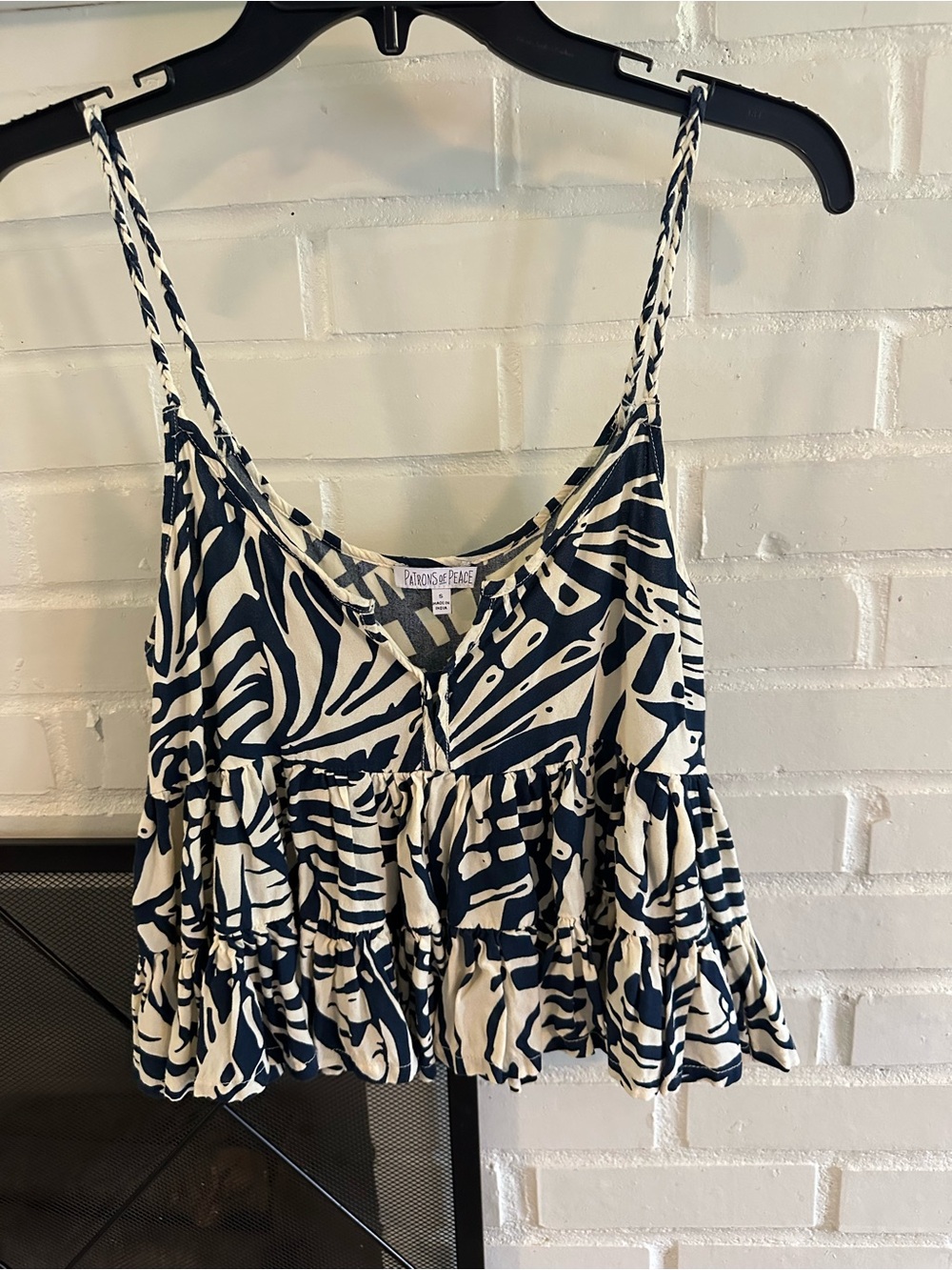 Pilcro and the Letterpress Black and White Zebra Print Sleeveless Top